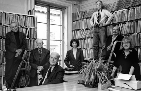 1992, rue d'Alger, de gauche à droite: Robert Doisneau, Willy Ronis, Janine Niepce, Jean Philippe Charbonnier, Edouard Boubat, S